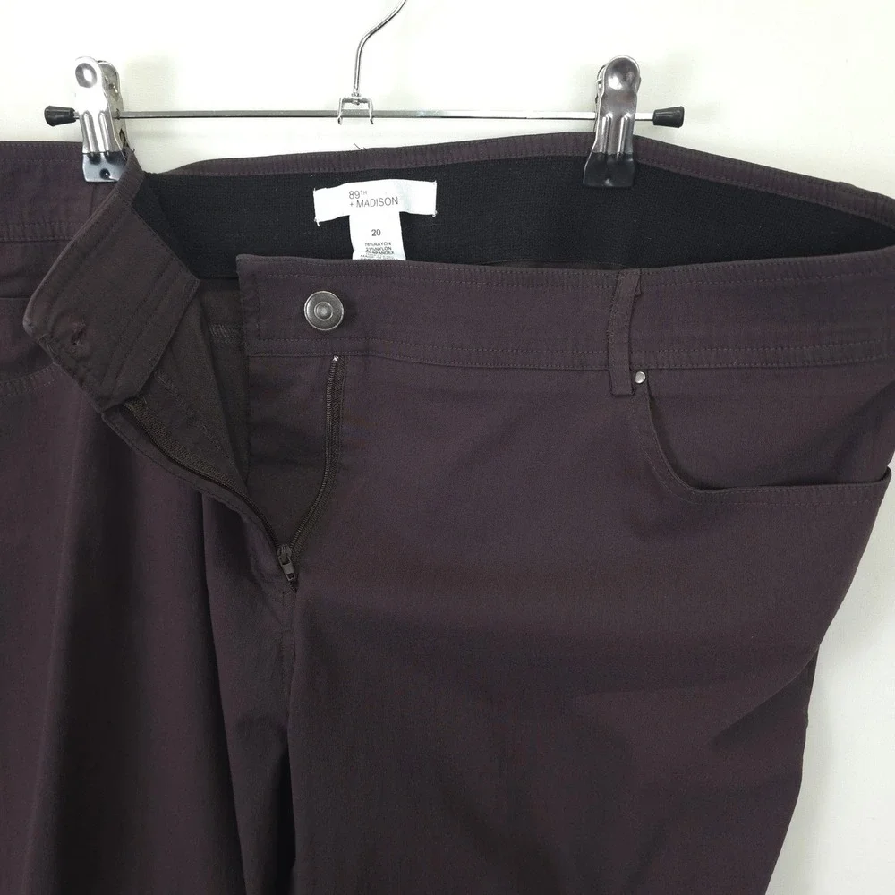 89th + Madison Women 20 Brown Stretch‎ Straight Leg Dress Pants Casual Office